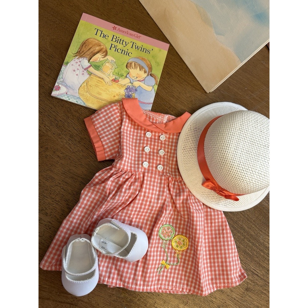American Girl Bitty baby Kit Kittredge Scooter Birthday Dress Outfit Picnic